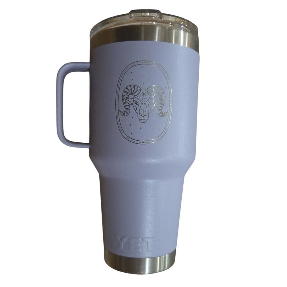 Yeti 30 Oz Cosmic Lilac Aires Zodiac Traveler Rambler Lid Straw Handle Mug Cold